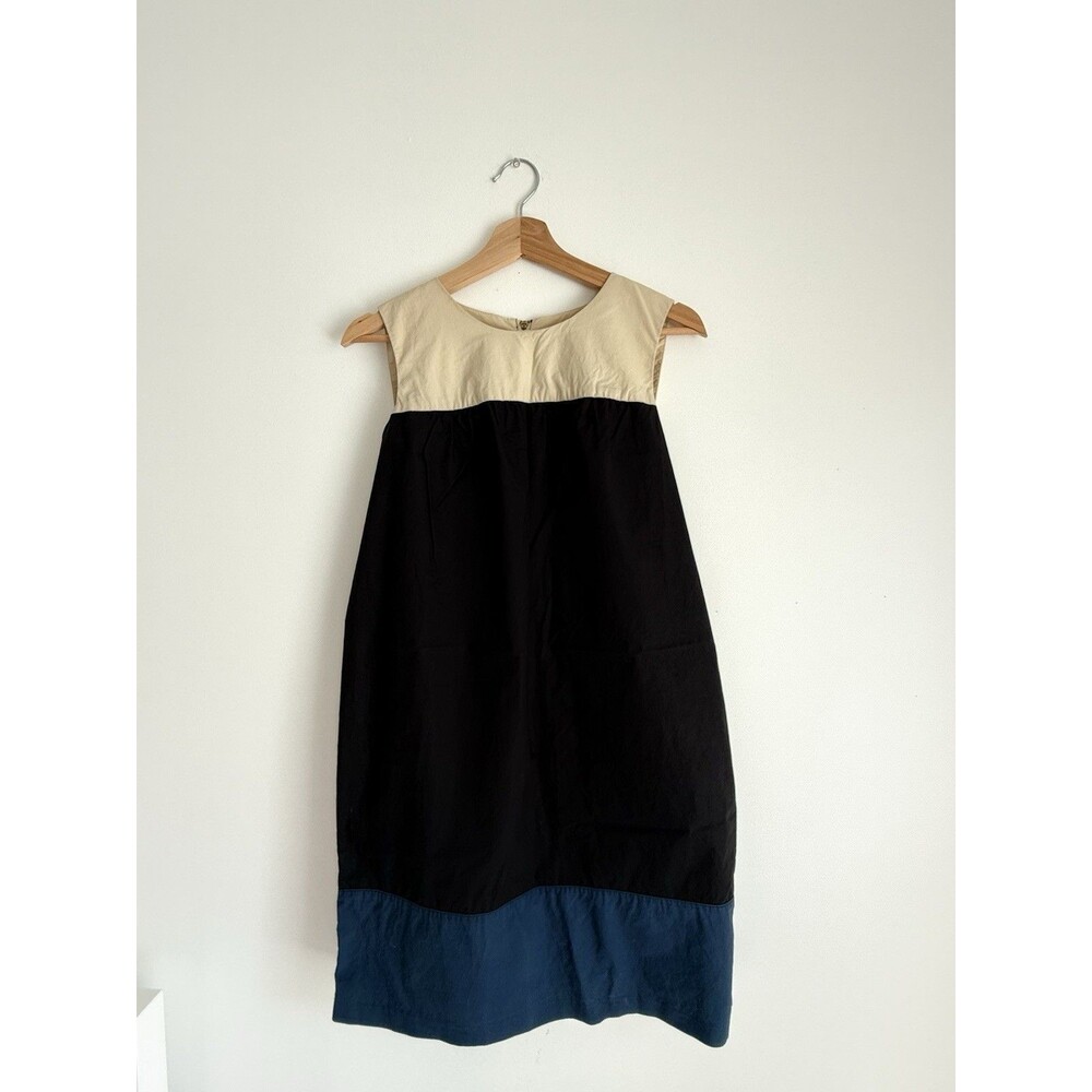 Michael Kors Colorblock Cotton Dress | Size 10 | Beige Black Blue